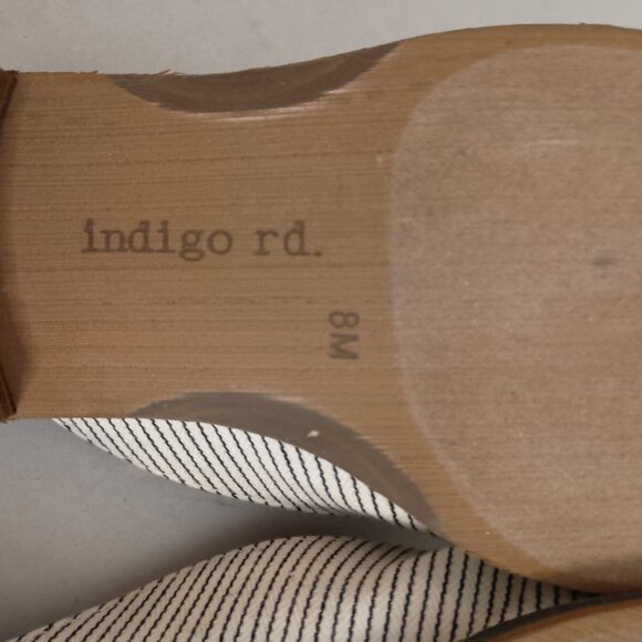 Indigo Rd Black Cream Stripe Mule Heels Womens Sz 8 - Picture 14 of 16